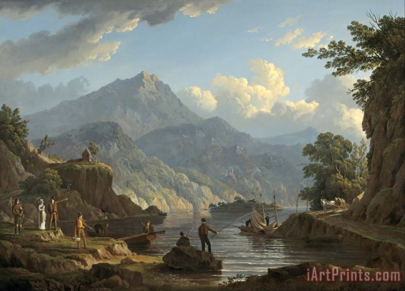 Landscape with Tourists at Loch Katrine painting - John Knox Landscape with Tourists at Loch Katrine Art Print