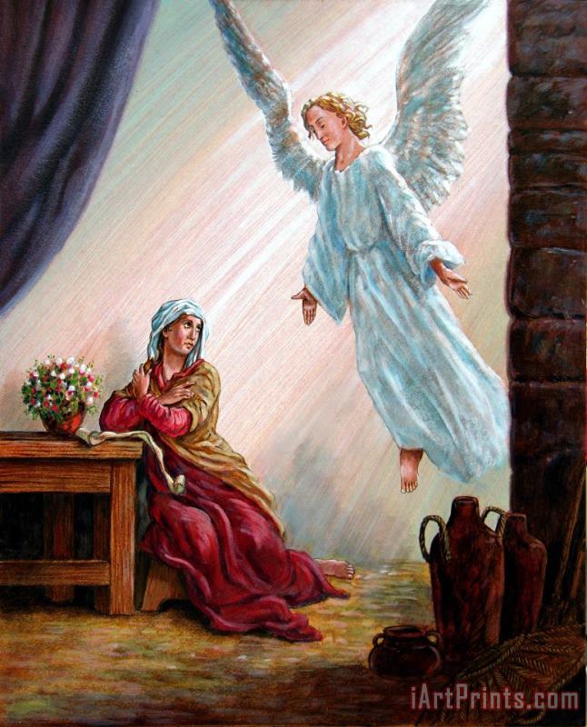 Mary and Angel painting - John Lautermilch Mary and Angel Art Print