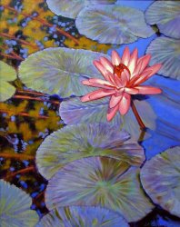 John Lautermilch Pink Lily with Silver Pads