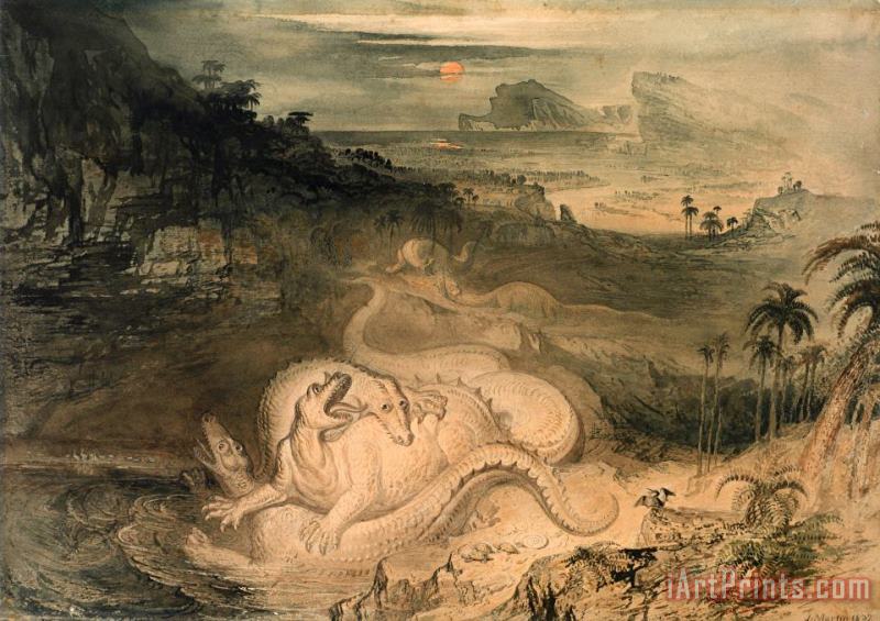 The Country of The Iguanodon painting - John Martin The Country of The Iguanodon Art Print