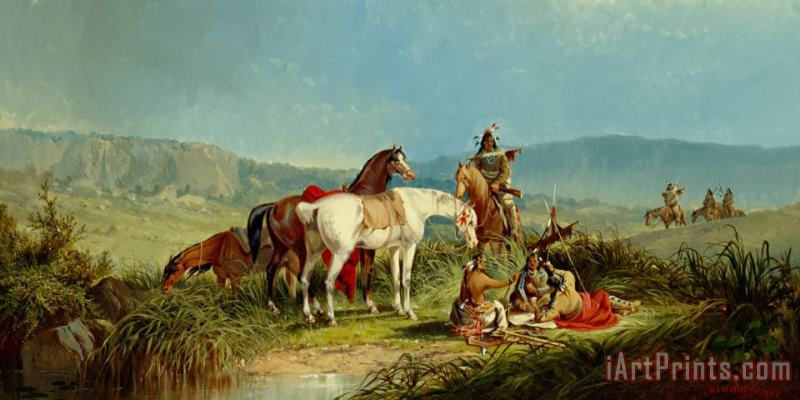 Indians Playing Cards painting - John Mix Stanley Indians Playing Cards Art Print