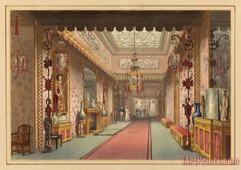 John Nash Chinese Gallery As It Was, Plate Xv in Illustrations of Her Majesty's Palace at Brightonprinted B Art Print