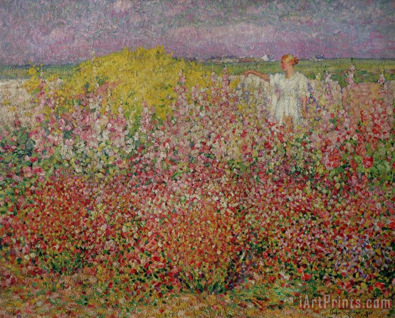 Mrs Russell Amongst the Flowers at Belle Isle painting - John Peter Russell Mrs Russell Amongst the Flowers at Belle Isle Art Print