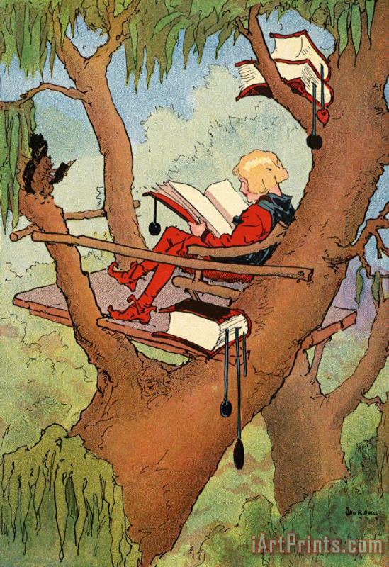 Land of Oz: Prince Inga in His 'tree Top' Rest painting - John R. Neill Land of Oz: Prince Inga in His 'tree Top' Rest Art Print