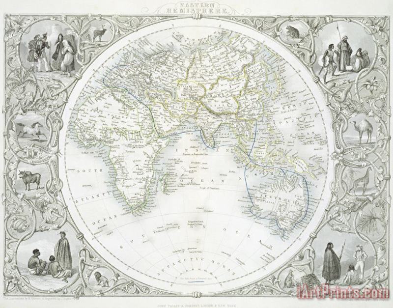 Eastern Hemisphere painting - John Rapkin Eastern Hemisphere Art Print