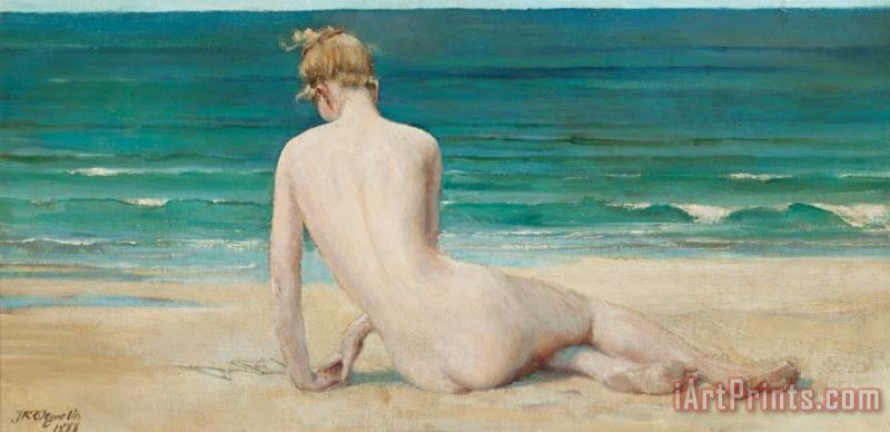 John Reinhard Weguelin Nude Seated On The Shore Art Print