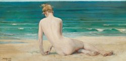 John Reinhard Weguelin Nude Seated On The Shore painting