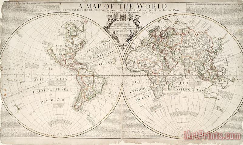 John Senex A Map of the World Art Print