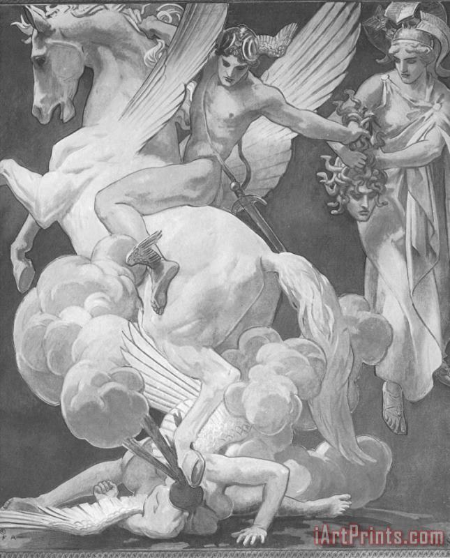 Perseus on Pegasus Slaying Medusa painting - John Singer Sargent Perseus on Pegasus Slaying Medusa Art Print