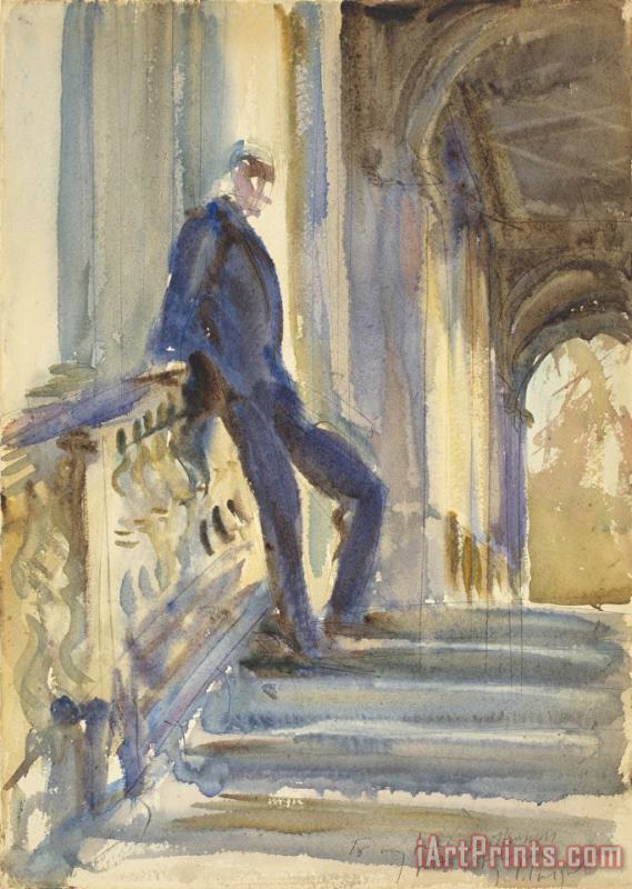 Sir Neville Wilkenson on The Steps of a Venetian Palazzo painting - John Singer Sargent Sir Neville Wilkenson on The Steps of a Venetian Palazzo Art Print