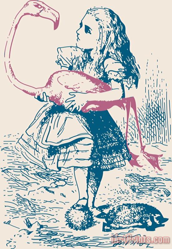 Alice And Flamingo Croquet Mallet painting - John Tenniel Alice And Flamingo Croquet Mallet Art Print
