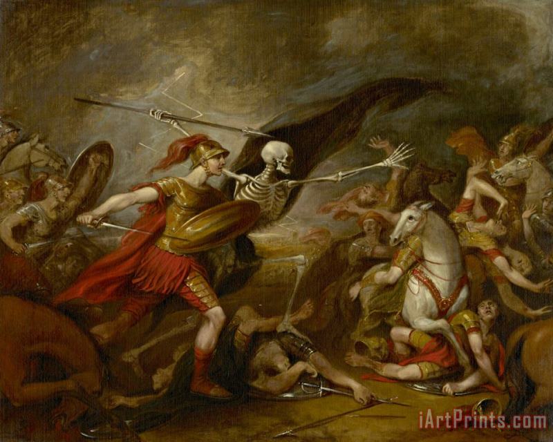 John Trumbull Joshua at The Battle of Ai Attended by Death Art Painting
