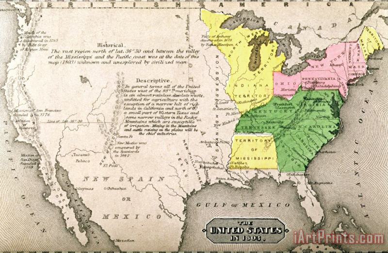 John Warner Barber and Henry Hare Map of the United States Art Print