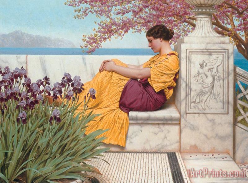 John William Godward 'under The Blossom That Hangs on The Bough' Art Painting