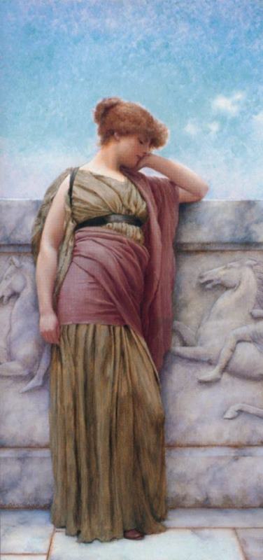 Leaning on The Balcony painting - John William Godward Leaning on The Balcony Art Print