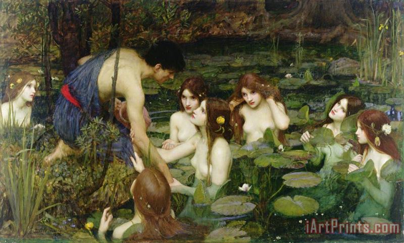 Hylas and the Nymphs painting - John William Waterhouse Hylas and the Nymphs Art Print