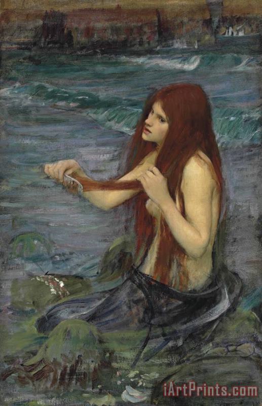 Sketch for 'a Mermaid' painting - John William Waterhouse Sketch for 'a Mermaid' Art Print