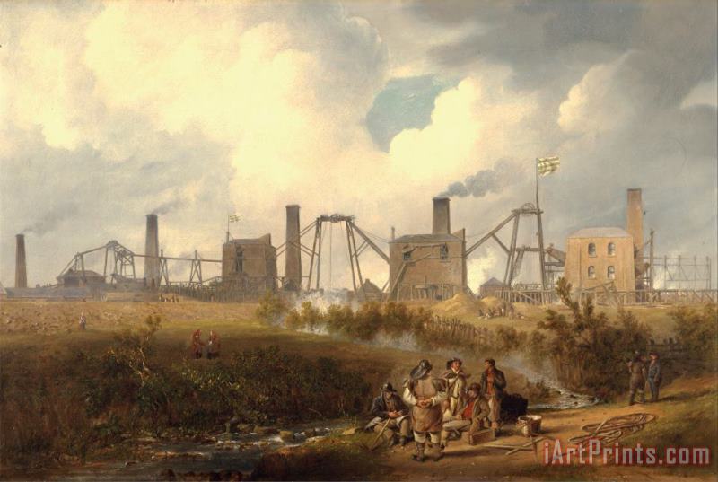 A View of Murton Colliery Near Seaham, County Durham painting - John Wilson Carmichael A View of Murton Colliery Near Seaham, County Durham Art Print