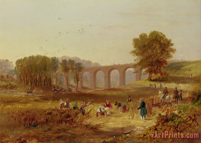 Corby Viaduct, The Newcastle And Carlisle Railway painting - John Wilson Carmichael Corby Viaduct, The Newcastle And Carlisle Railway Art Print