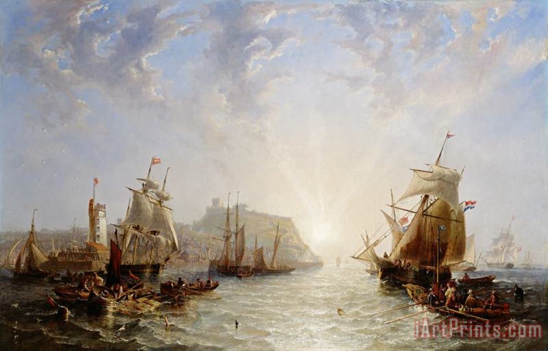 Shipping off Scarborough painting - John Wilson Carmichael Shipping off Scarborough Art Print
