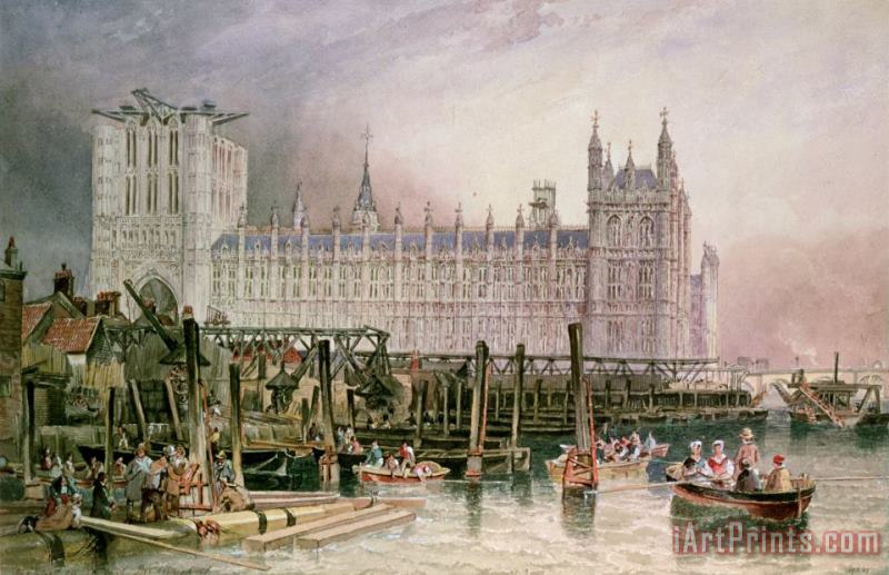 The Houses of Parliament in Course of Erection painting - John Wilson Carmichael The Houses of Parliament in Course of Erection Art Print