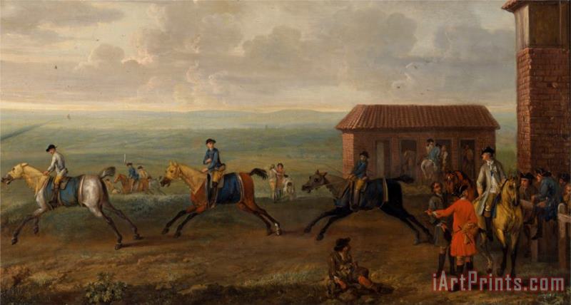 John Wootton Lord Portmore Watching Racehorses at Exercise on Newmarket Heath Art Painting