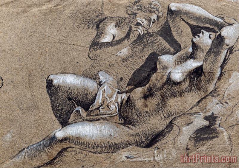 Cupid And Psyche, Verso Female Nude painting - Jonas Umbach  Cupid And Psyche, Verso Female Nude Art Print