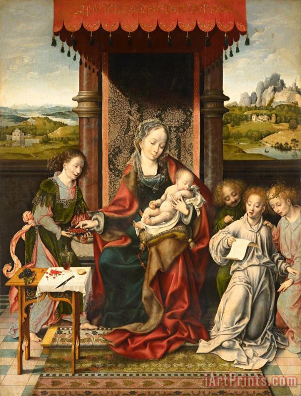 Virgin And Child with Angels painting - Joos van Cleve Virgin And Child with Angels Art Print