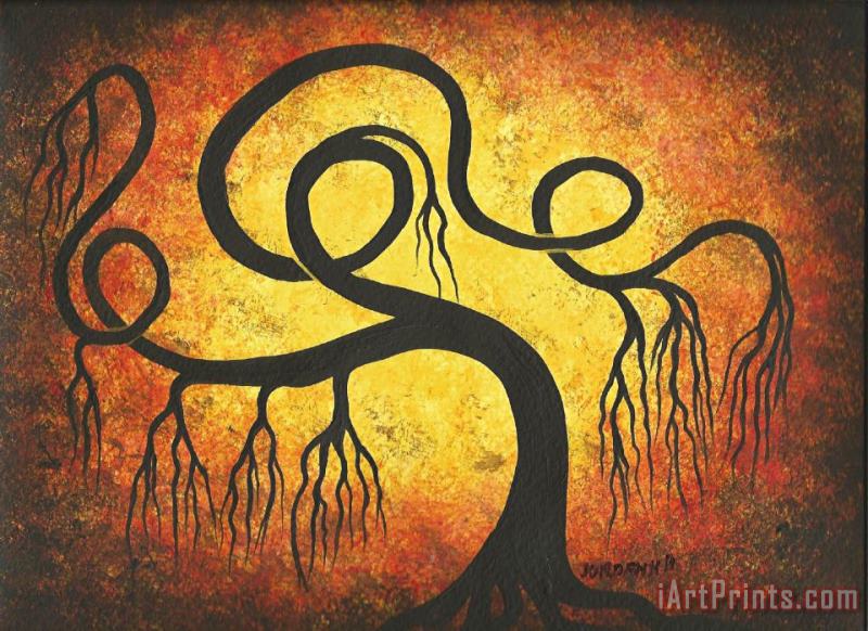 Sunny Willow tree painting - Jordanka Yaretz Sunny Willow tree Art Print