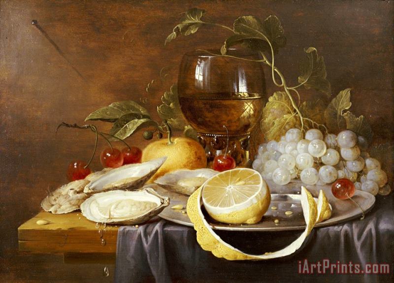 Joris Van Son A Roemer, a Peeled Half Lemon on a Pewter Plate Art Painting