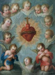 Jose de Paez Sacred Heart of Jesus surrounded by angels painting
