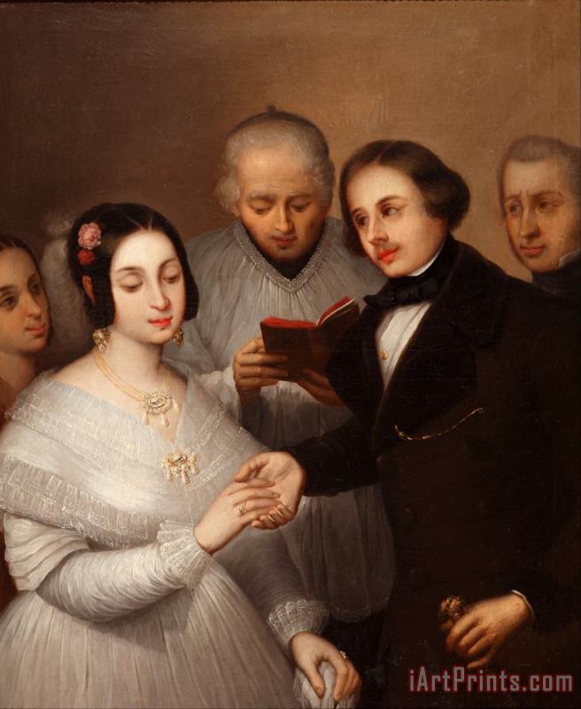 A Wedding in 1830 painting - Jose Gutierrez de la Vega  A Wedding in 1830 Art Print