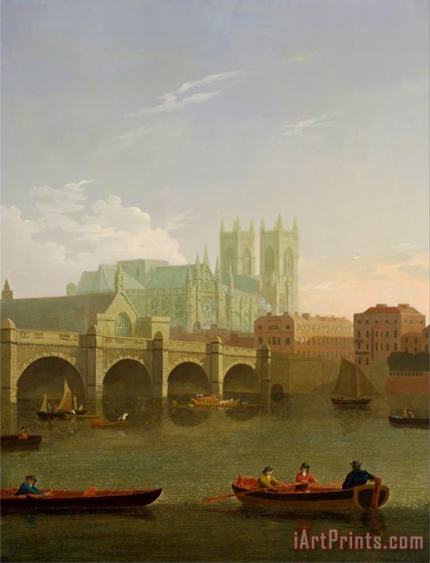Westminster Abbey And Bridge painting - Joseph Farington Westminster Abbey And Bridge Art Print