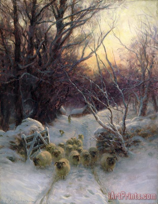 The Sun had closed the Winter Day painting - Joseph Farquharson The Sun had closed the Winter Day Art Print