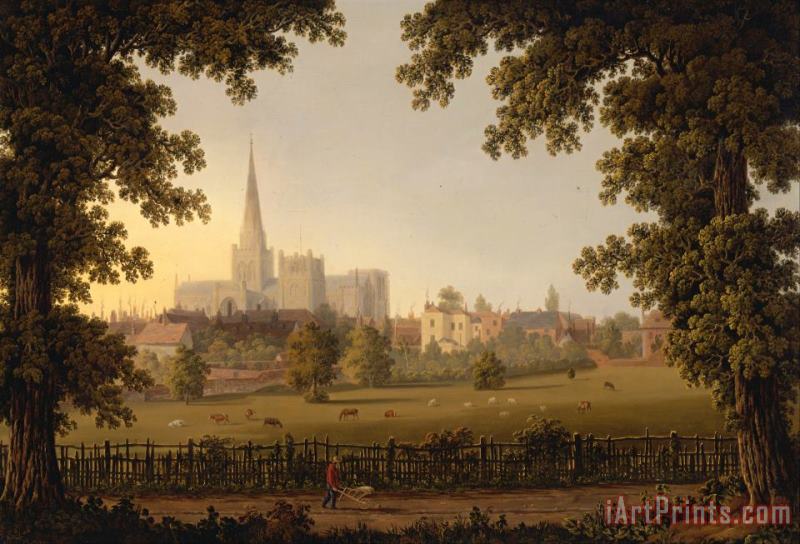 Chichester Cathedral painting - Joseph Francis Gilbert Chichester Cathedral Art Print