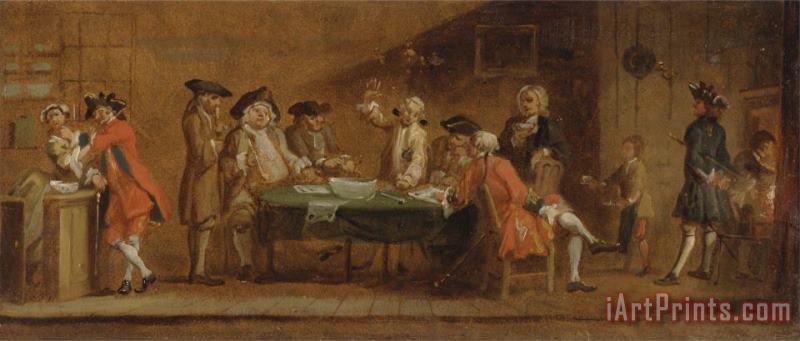 Joseph Highmore Figures in a Tavern Or Coffee House Art Print