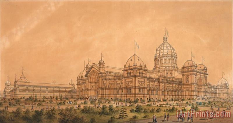 Joseph Reed The Exhibition Building Melbourne 1880, The South West Aspect of The Main Hall Art Painting