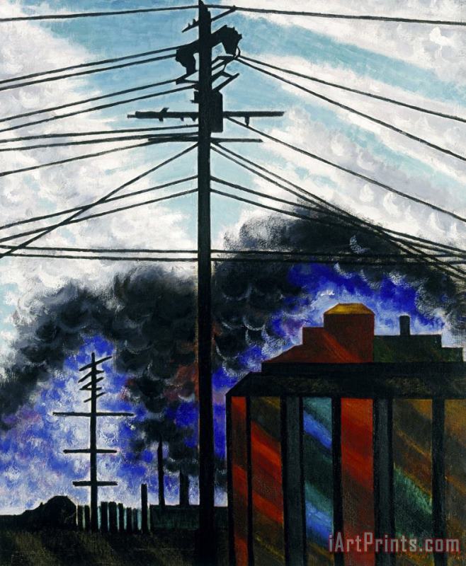Telegraph Poles with Buildings painting - Joseph Stella Telegraph Poles with Buildings Art Print