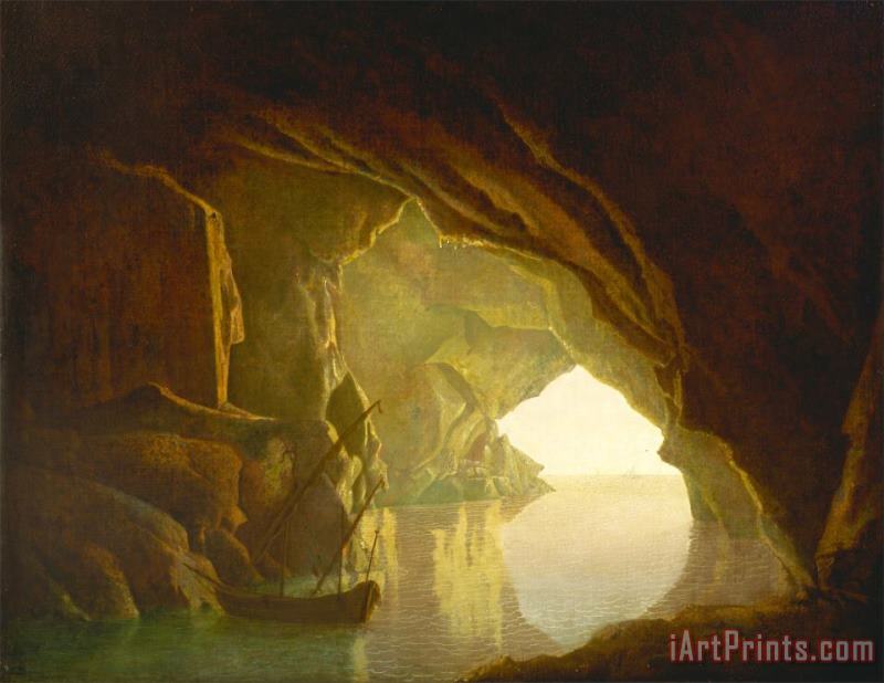 Joseph Wright  A Grotto in The Gulf of Salerno, Sunset Art Painting