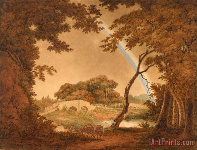 Joseph Wright  Landscape with Rainbow, View Near Chesterfield Art Painting