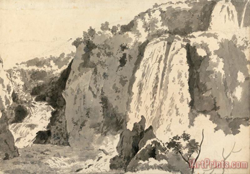 Rocky Landscape with Waterfalls painting - Joseph Wright  Rocky Landscape with Waterfalls Art Print