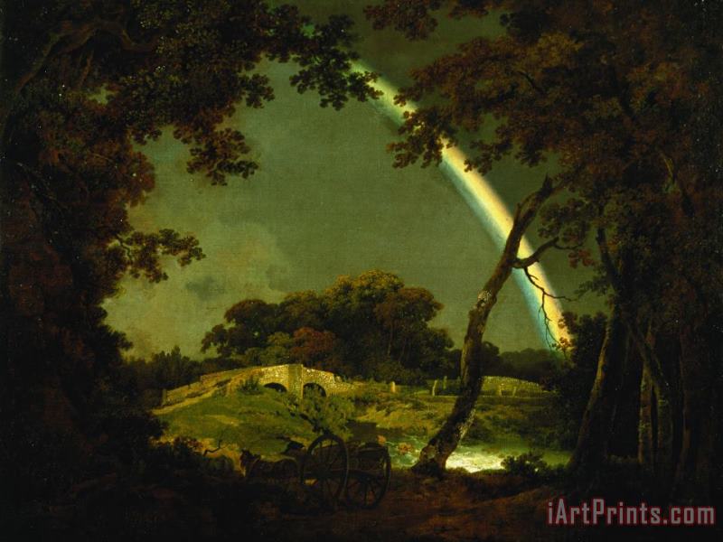 Joseph Wright of Derby Landscape with a Rainbow Art Print