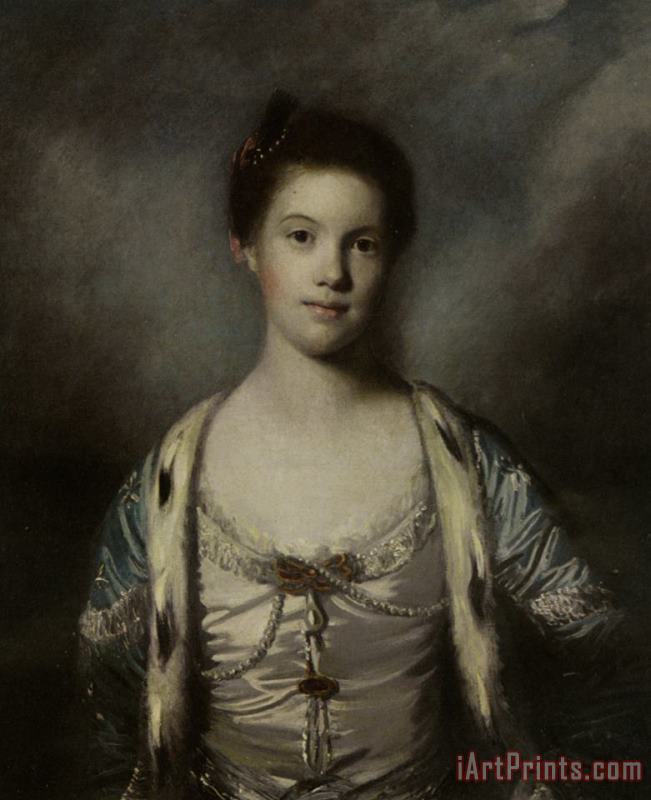 Joshua Reynolds Portrait of Bridget Moris in a White Silk Dress Art Painting