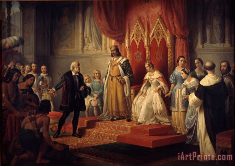 Juan Cordero Cristopher Columbus at The Court of The Catholic Monarchs Art Painting