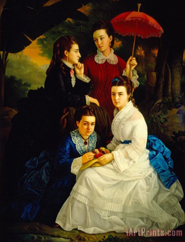 Portrait of The Daughters of Manuel Cordero painting - Juan Cordero Portrait of The Daughters of Manuel Cordero Art Print