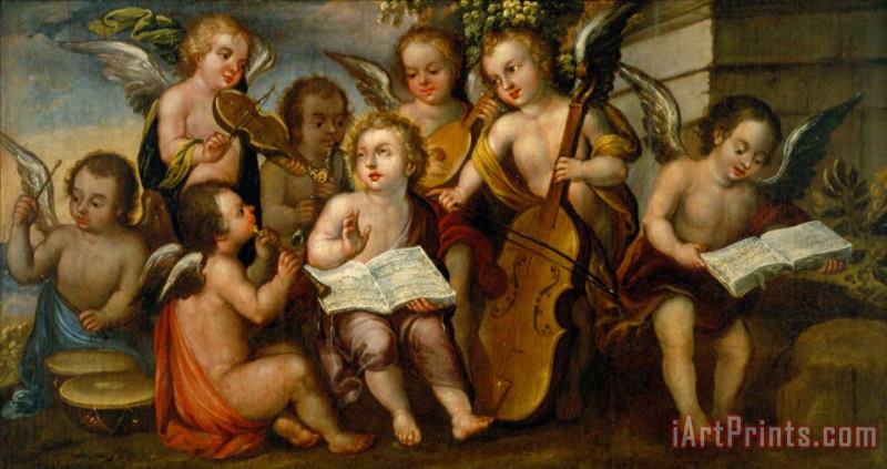 Juan Correa The Infant Jesus with Angelic Musicians Art Print