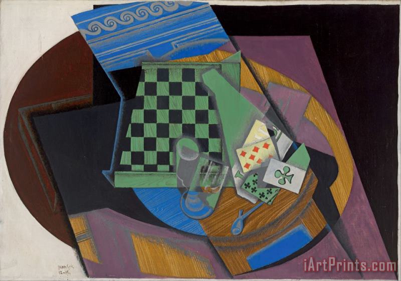 Damier Et Cartes a Jouer (checkerboard And Playing Cards) painting - Juan Gris Damier Et Cartes a Jouer (checkerboard And Playing Cards) Art Print