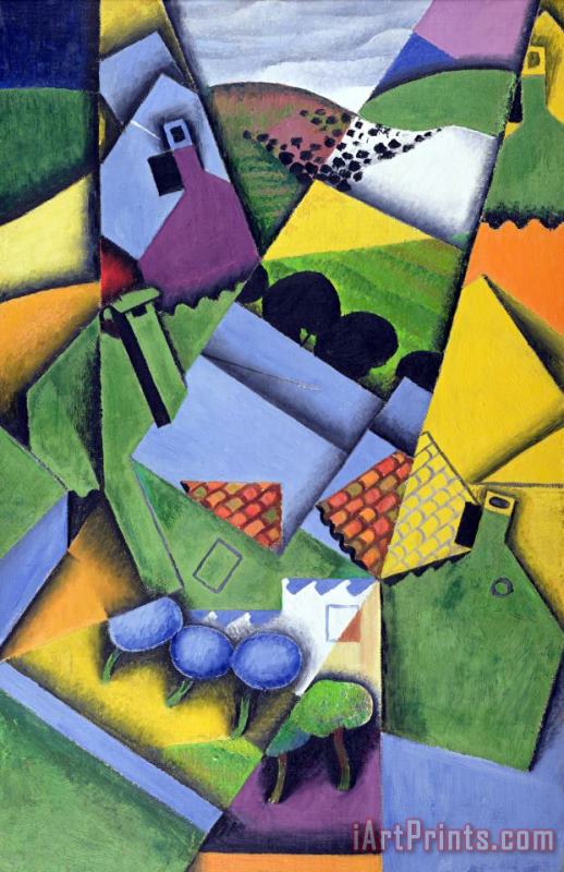 Landscape and Houses at Ceret painting - Juan Gris Landscape and Houses at Ceret Art Print