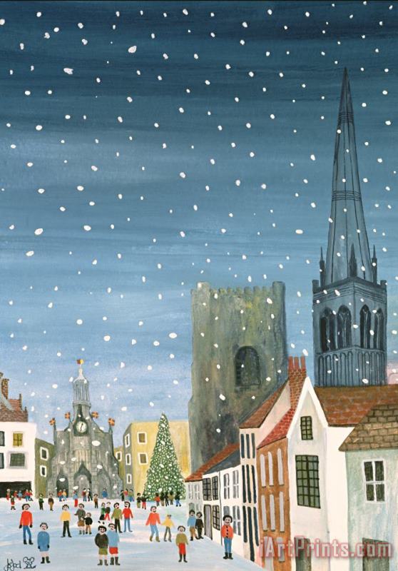 Chichester Cathedral A Snow Scene painting - Judy Joel Chichester Cathedral A Snow Scene Art Print