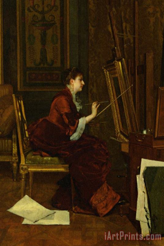 The Artist in Her Studio painting - Jules Adolphe Goupil The Artist in Her Studio Art Print